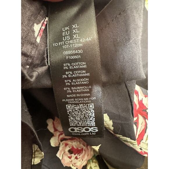 ASOS Button Up Long Sleeve Top Womens Sz XL Dark Cottagecore Lagenlook Artsy - Picture 7 of 9